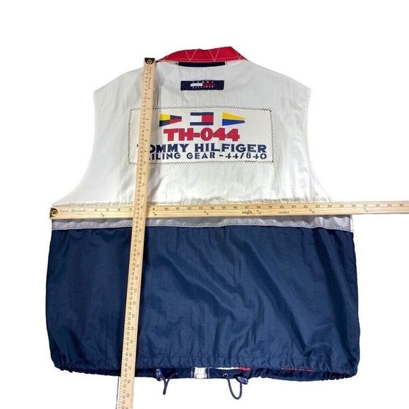 Vintage Tommy Hilfiger Sailing Gear Vest Mens XL Reflective 90s Windbreaker - Picture 3 of 4